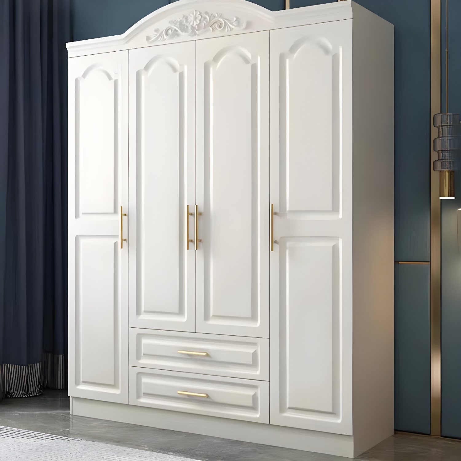 French Country Wardrobe White Wooden Wardrobe Closet for Bedroom