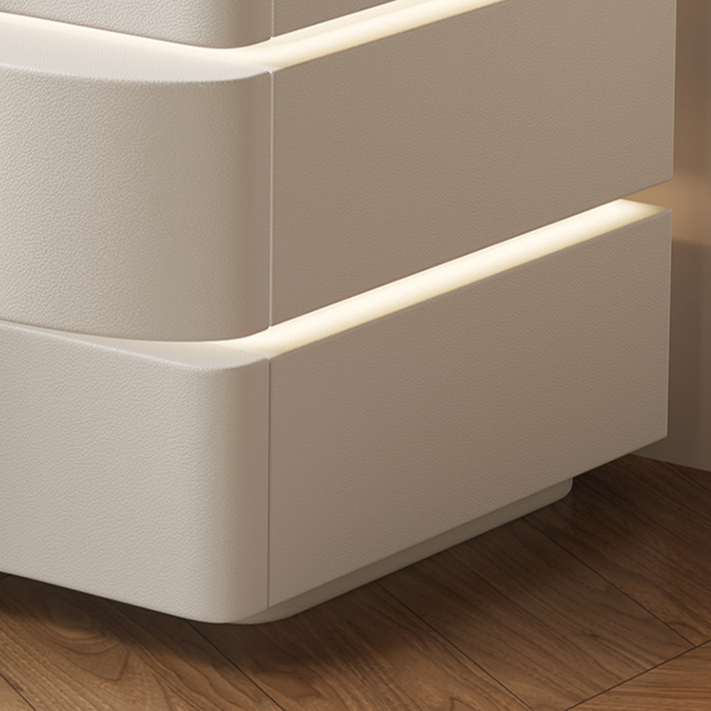 Organic Modern Drawer Storage Nightstand Synthetic Leather Illumination Light - image 7