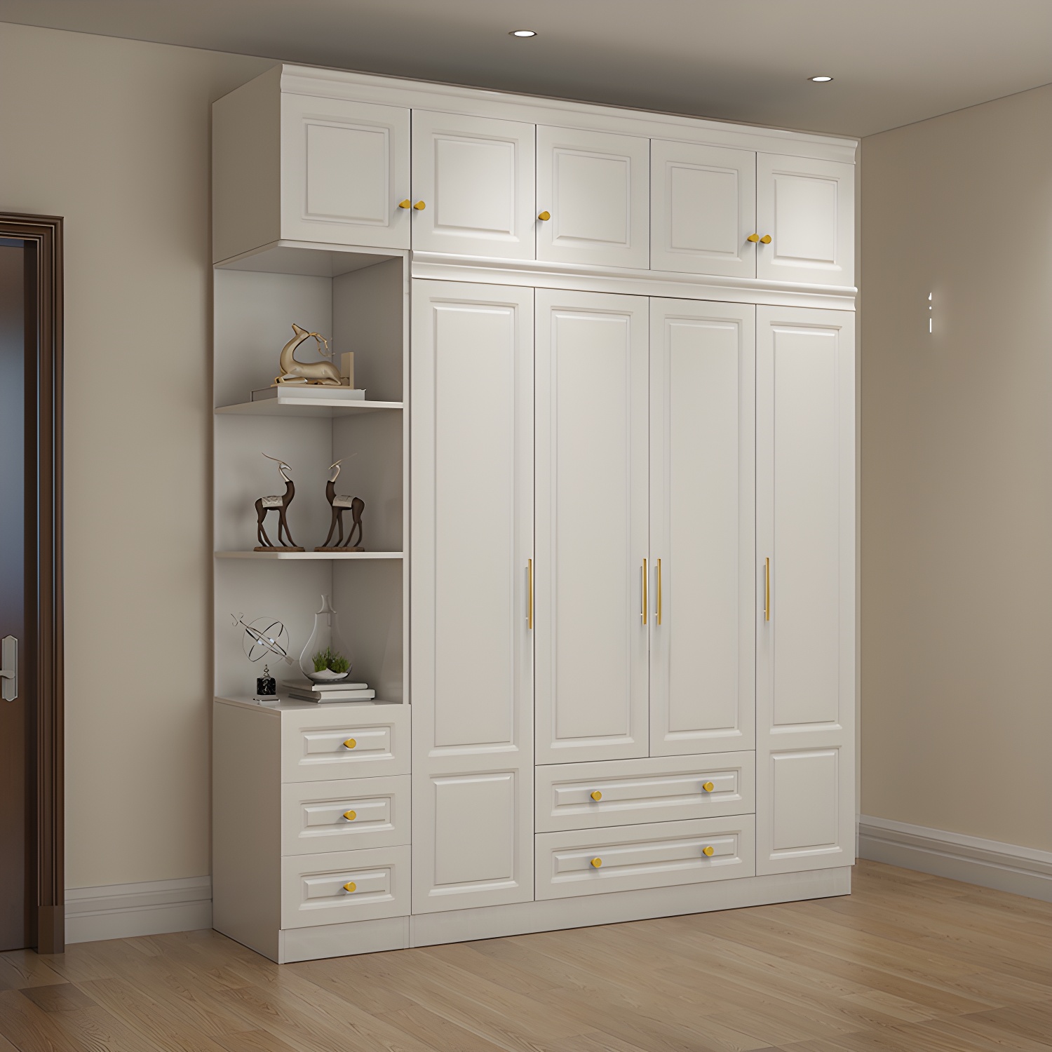 Contemporary Wooden Wardrobe Soft Close Drawer Wardrobe Closet for Bedroom - image 11