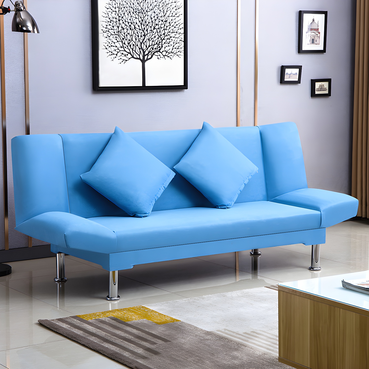 Silver Transitional Modern Tight Back Sofa Bed 29.53"High Armless Sofa Bed - image 42