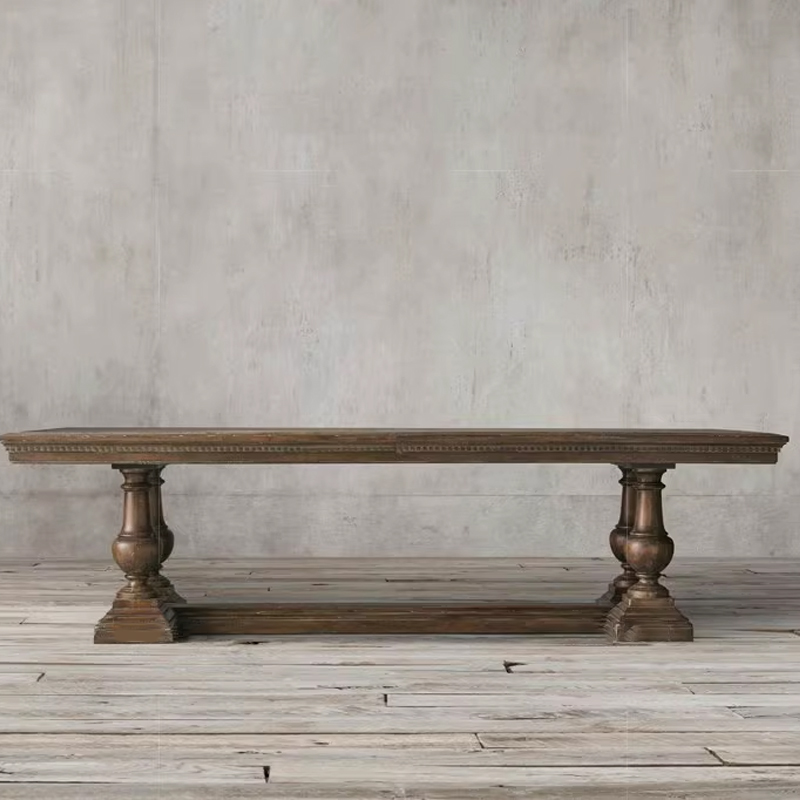 French Country Rectangle Wood Dining Table with Trestle Base, Full Assembly Needed - image 6