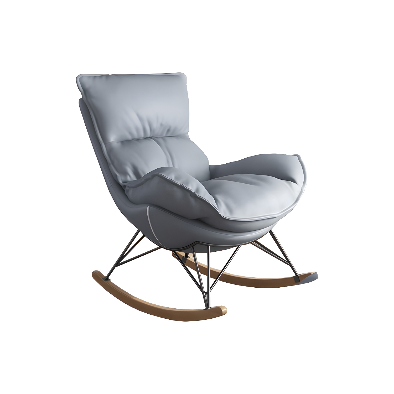 Contemporary Rocking Chair Cotton Upholstered Tufted Wing Chair Back Baby Rocking Chair - image 9