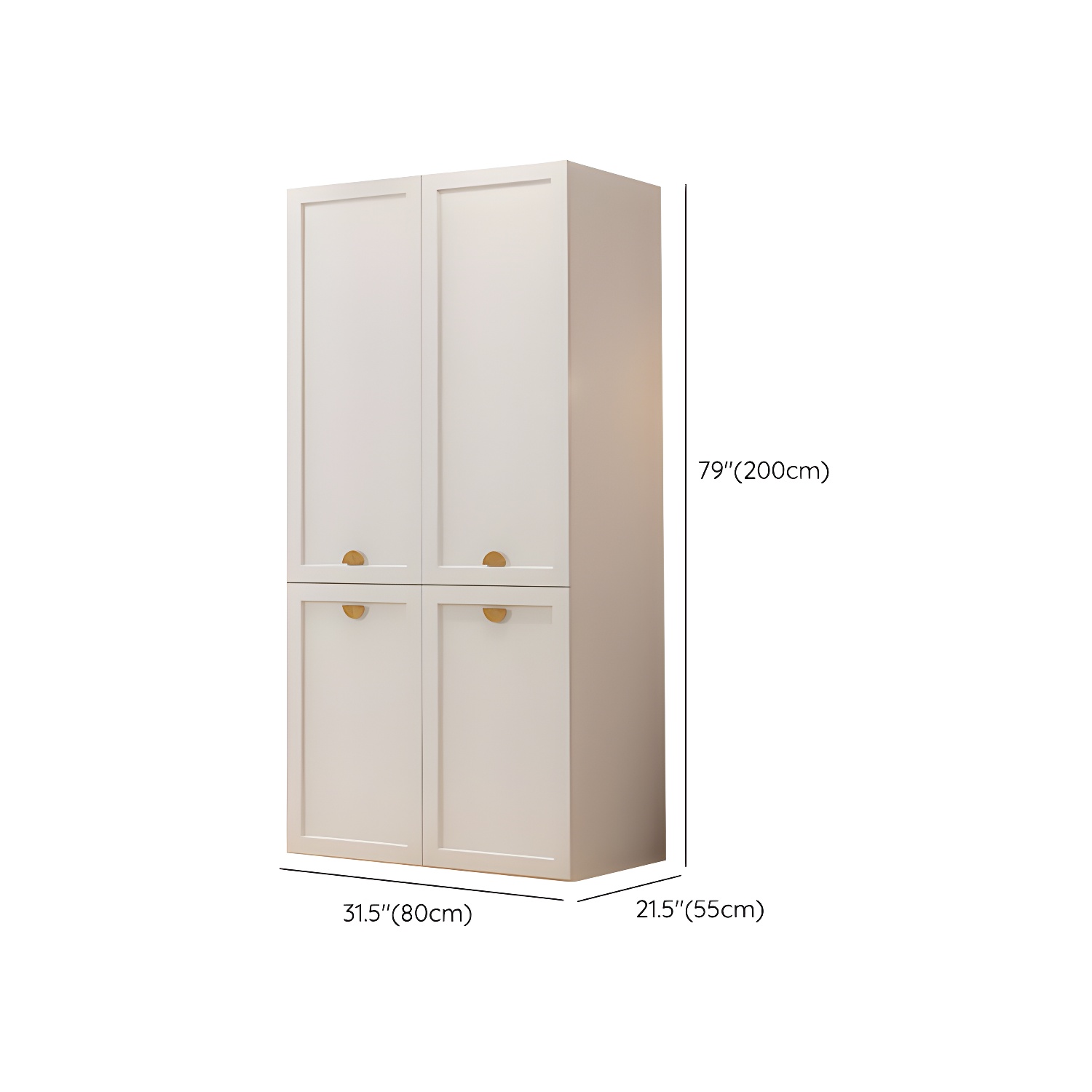 Modern Solid Color Shelves Hinged Doors Cloth Rod Included Cabinet in Beige - image 17