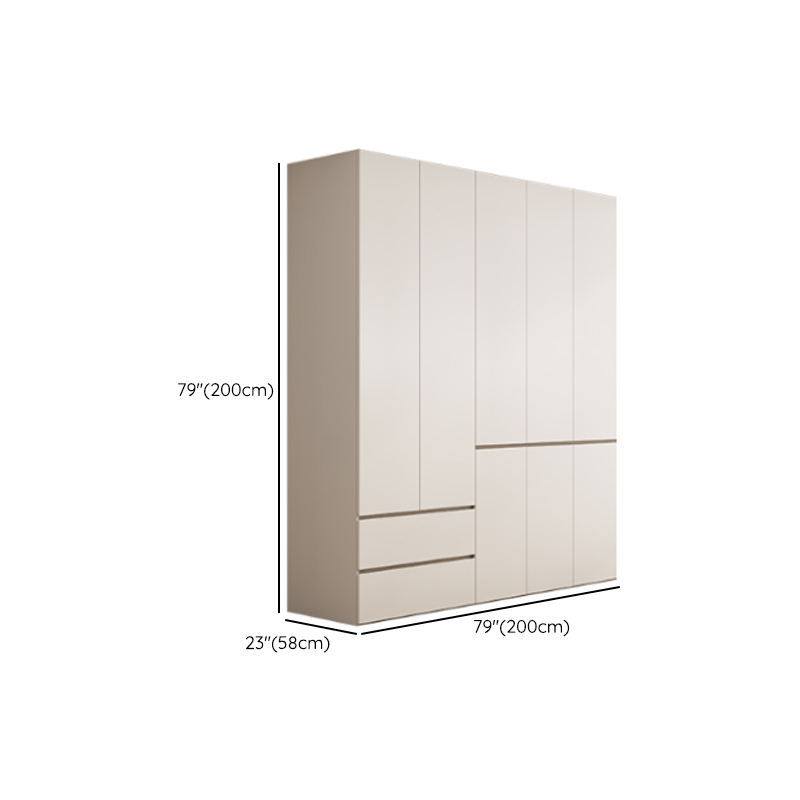 White Minimalist Manufactured Wood Wardrobe Closet with 2 Drawers, Soft Close Door, Interior Shelves, and Clothing Rod - image 8