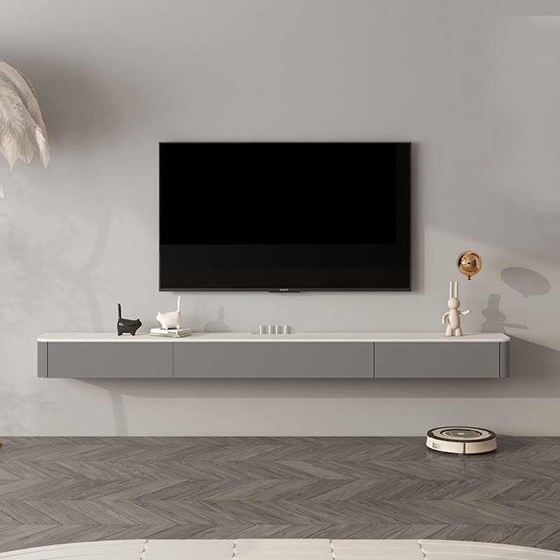 Contemporary Rectangular Wall Mounted TV Stand with Door Living Room