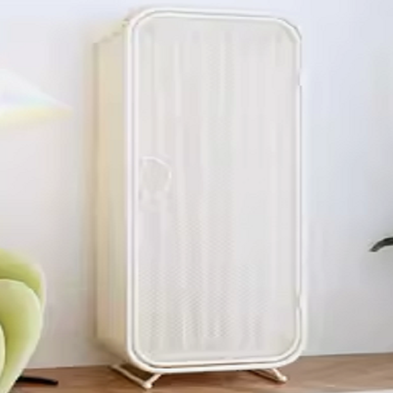 White Modish Alloy Cabinet Armoire with Interior Shelves and Clothing Rod