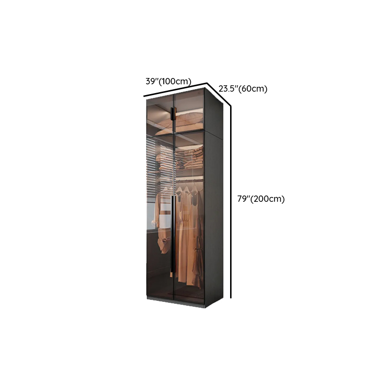 Transparent Simplistic Vitreous Wardrobe Closet with Soft Close Door, Interior Shelves, and Hanging Rod - image 15