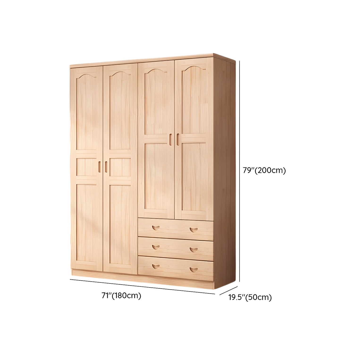 Scandinavian Natural Wood Wardrobe Armoire - 50cm Width - Drawers Included - image 14