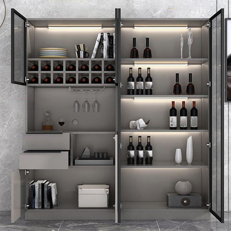 Luxurious Dark Wood Sideboard with Glass Doors and Elegant Stemware Rack - image 5