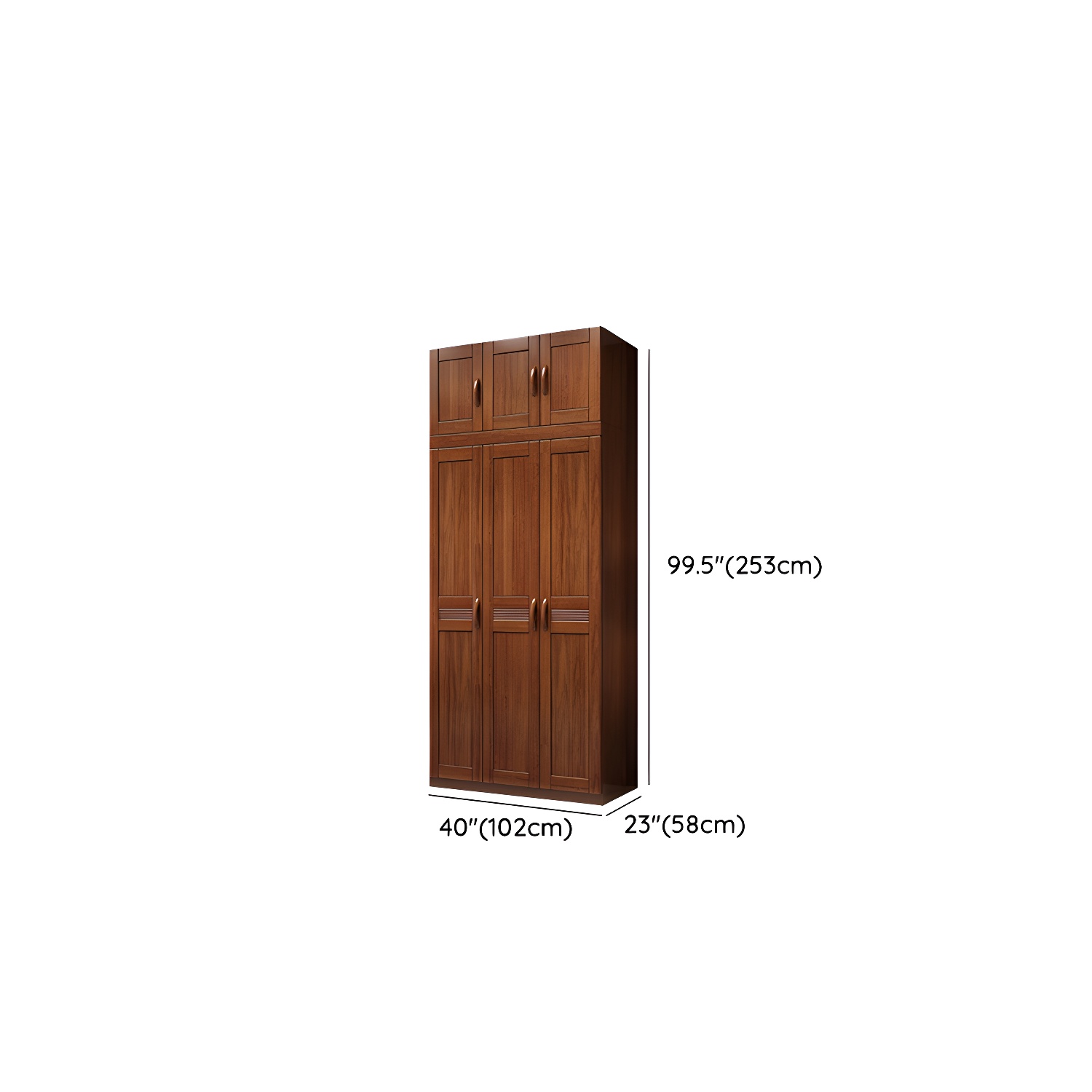 Brown Walnut Solid Wood Wardrobe Traditional Freestanding Wardrobe Armoire - image 13