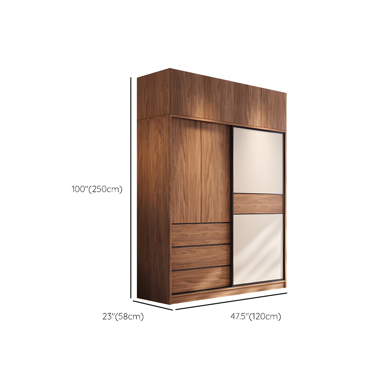 Modern Freestanding Wardrobe Brown Wood Wardrobe Armoire with Drawers - image 21