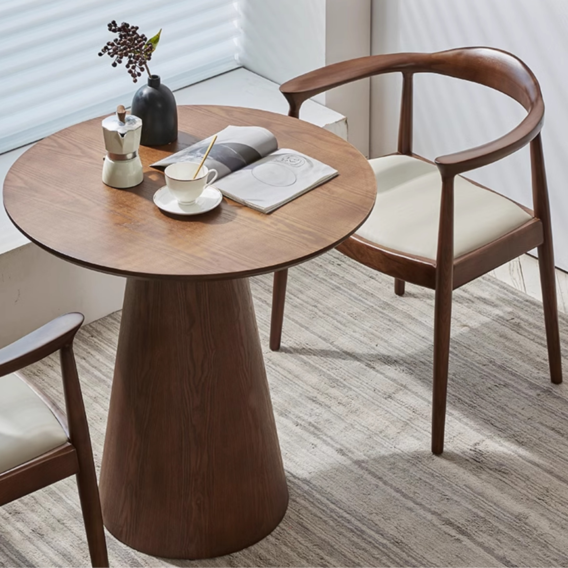 Scandinavian Style Standard Height Fixed Lumber Dining Table for 2 with Sepia Top - image 4