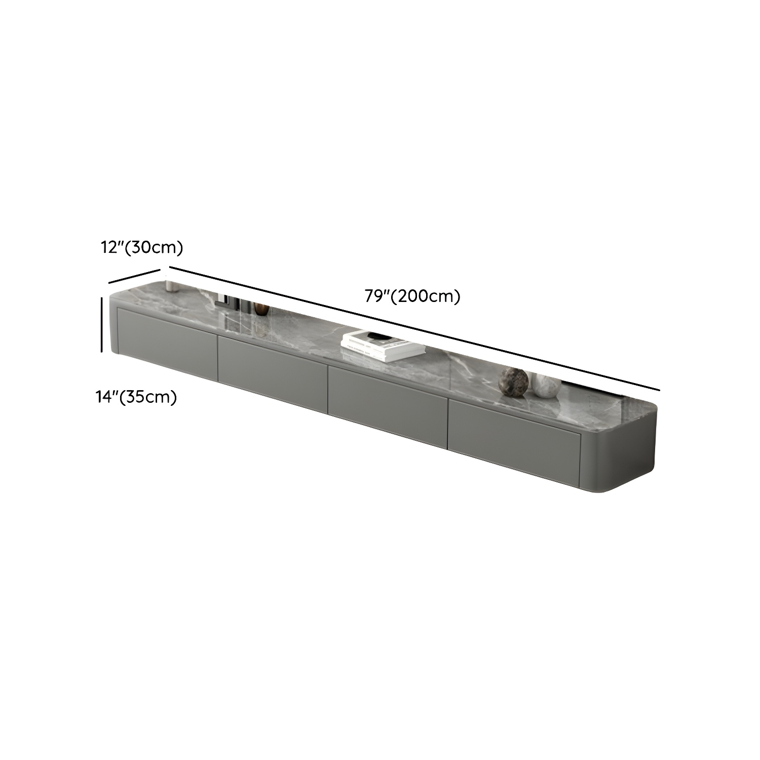 Stone Low TV Stand with Soft-close Drawers and Cable Management - image 15