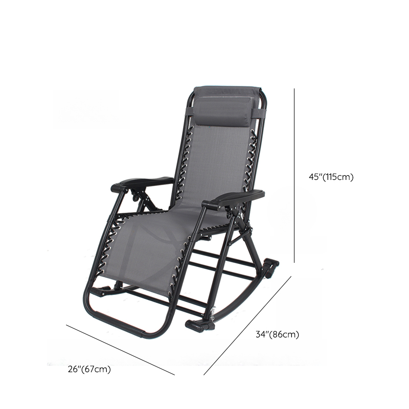 Simplistic Stain Resistant Metal Cushioned Rocking Accent Chair with Round Arm - image 17