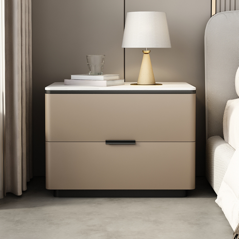 Organic Modern Nightstand With Drawer Organization Featuring 2 Drawers and Stone Countertop - image 5