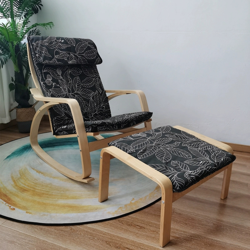 Modern Upholstered Rocking Chair Set with Track Arms and Matching Ottoman - image 3