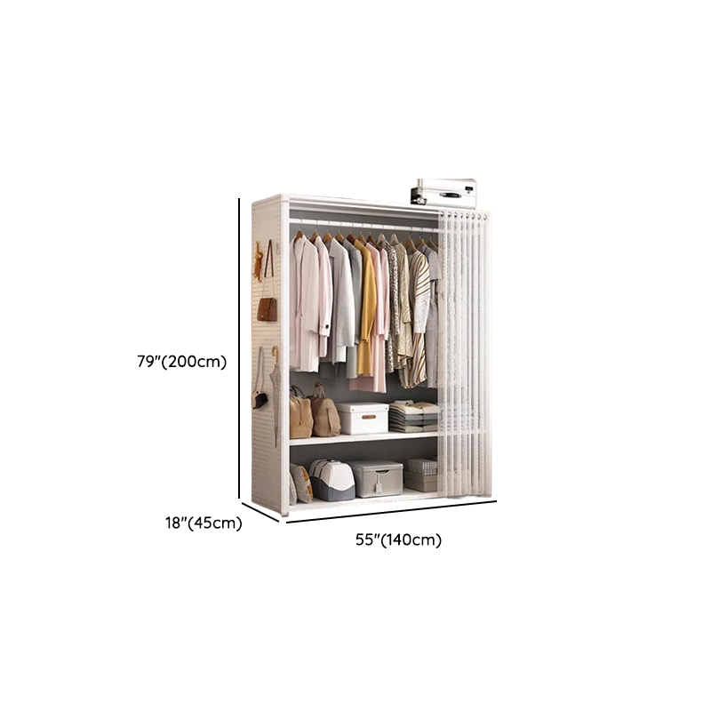Chalk Modish Alloy Wardrobe Closet with Interior Shelves and Clothing Rod - image 18