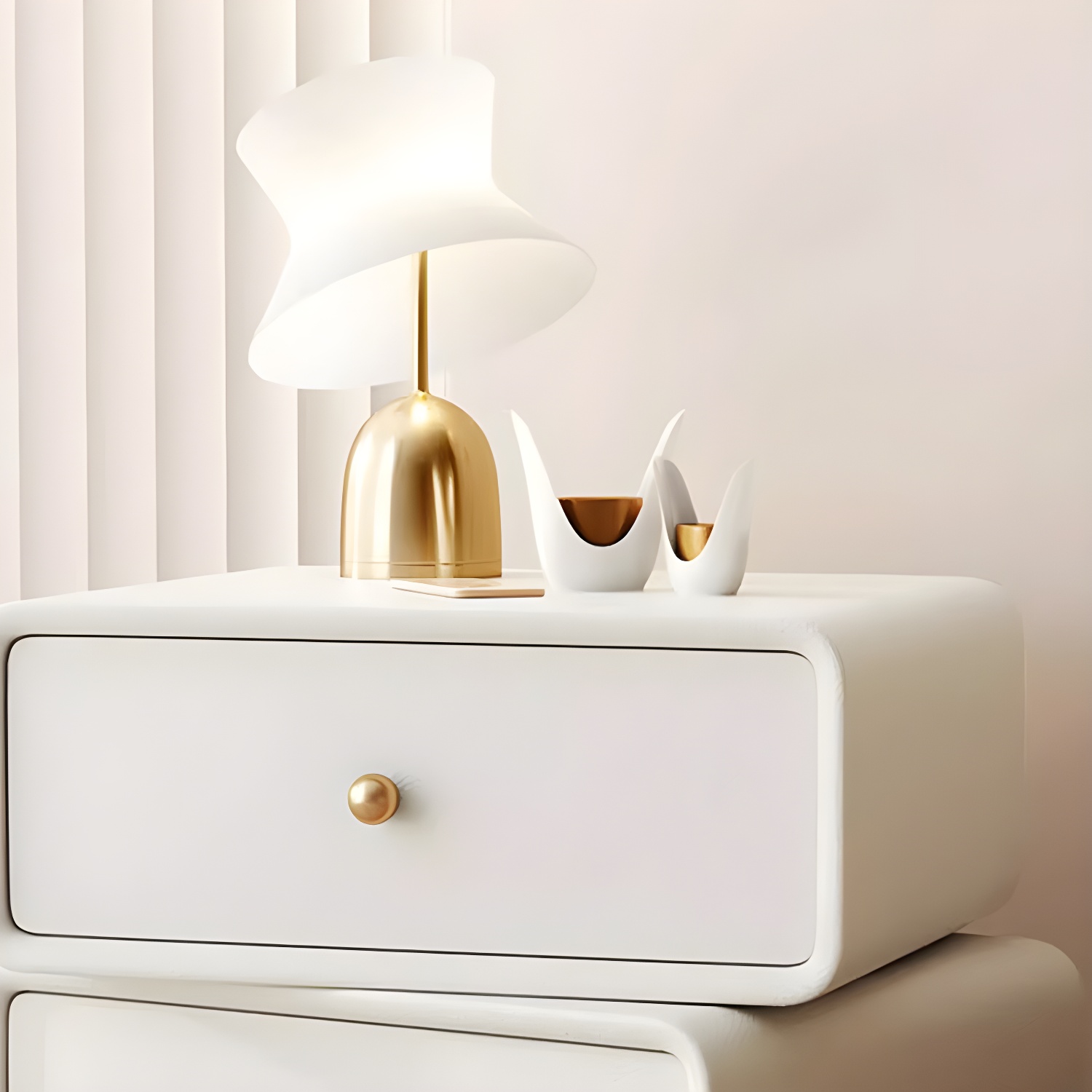 Modern Wood Nightstand with 2 Drawers - Faux Leather Countertop - Small and Stylish - image 13