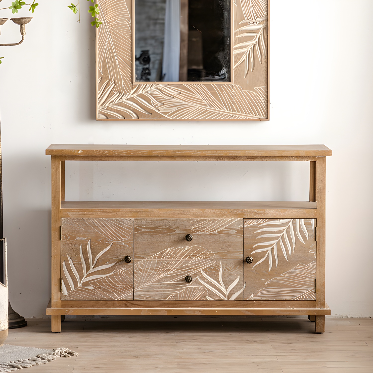 Modern Standard Storage Cabinet Solid Wood Cabinet with Drawer - image 4