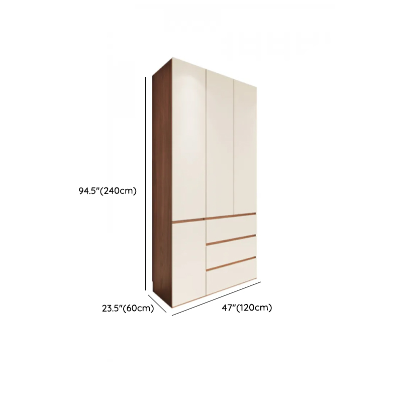 Beige Minimalist Manufactured Wood Wardrobe Closet with Soft Close Drawer, Soft Close Door, Interior Shelves, and Clothing Rod - image 12