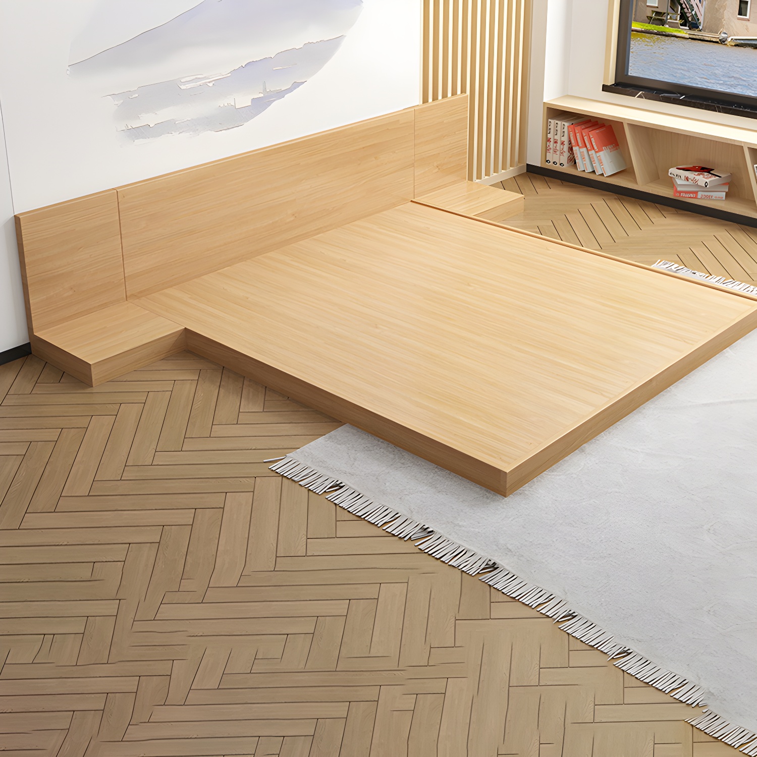 Solid Wood Platform Bed Mid-Century Modern Platform Bed Frame Mattress Included - image 16