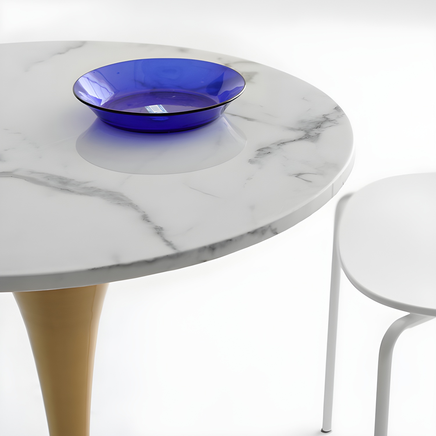 Metal Modern Round Dining Table Marble Top Indoor Table with Tulip Base - image 8