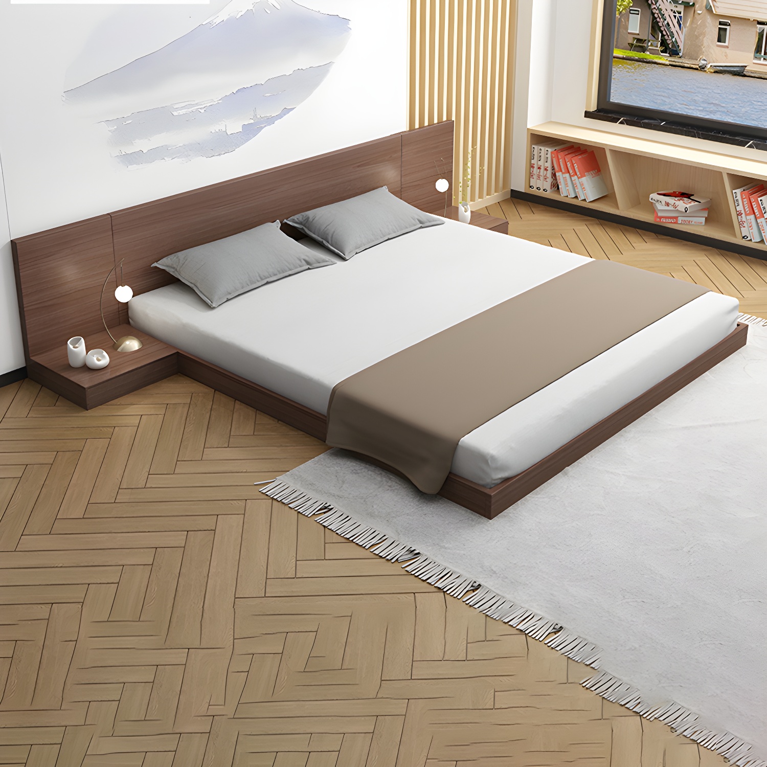 Solid Wood Platform Bed Mid-Century Modern Platform Bed Frame Mattress Included - image 15