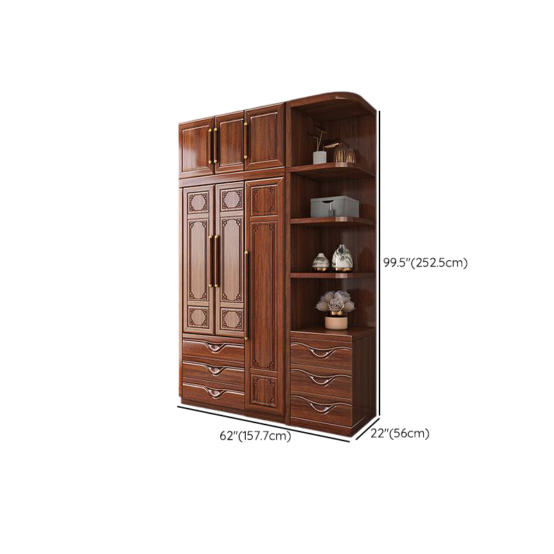 Sepia Modish Wooden Armoire Cabinet with Soft Close Drawer, Soft Close Door, Interior Shelves, and Clothing Rod - image 6