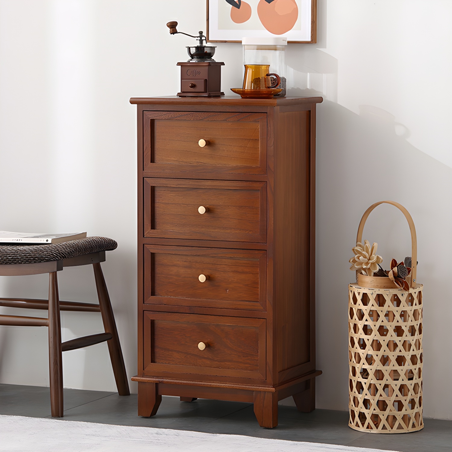 Scandinavian Wood Accent Chest with Drawers - Small Sized Rectangle Cabinet for Storage - image 3