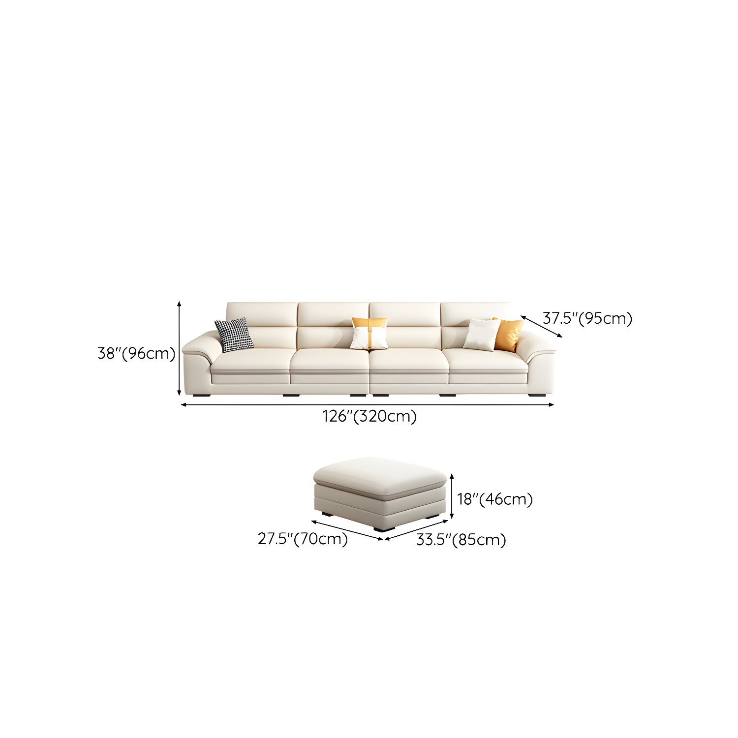 Modern Beige Stationary Sectional Sofa in Scratching Cloth with Wood Frame and Pillow Top Arms - image 22