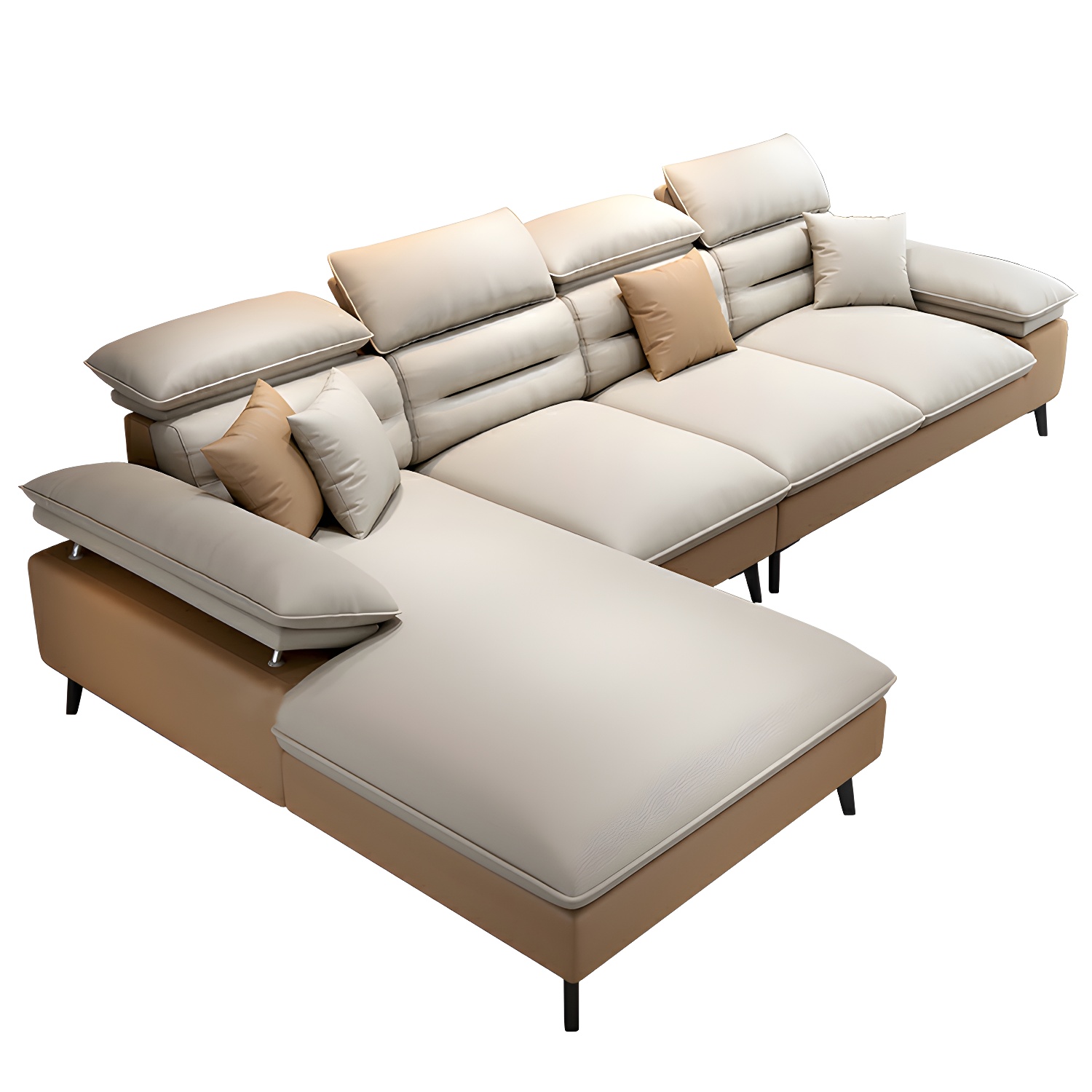 Modern L-Shape Sofa Chaise in Tech Cloth with Stationary Design and 3 Piece Set - image 17
