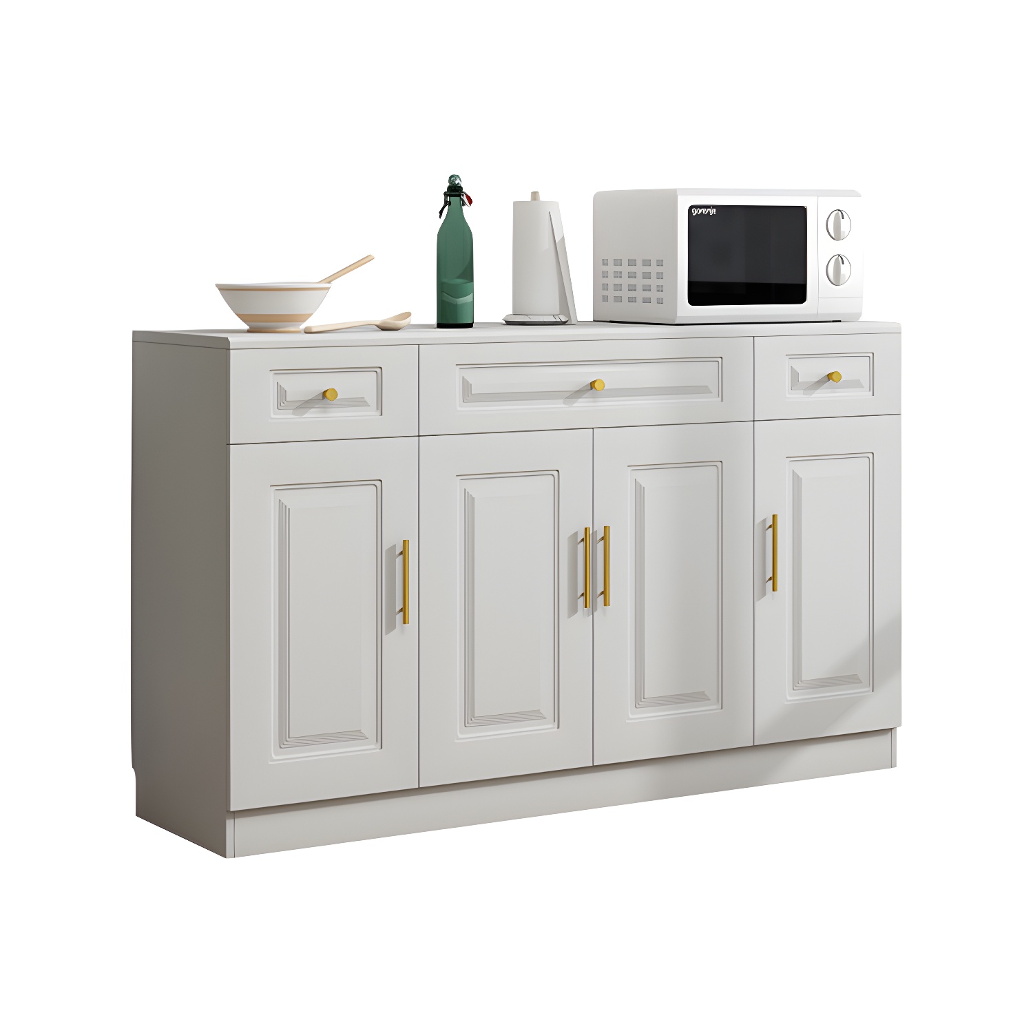 Glam White Wood Sideboard with Storage Cabinets and Included Adjustable Shelving - image 5