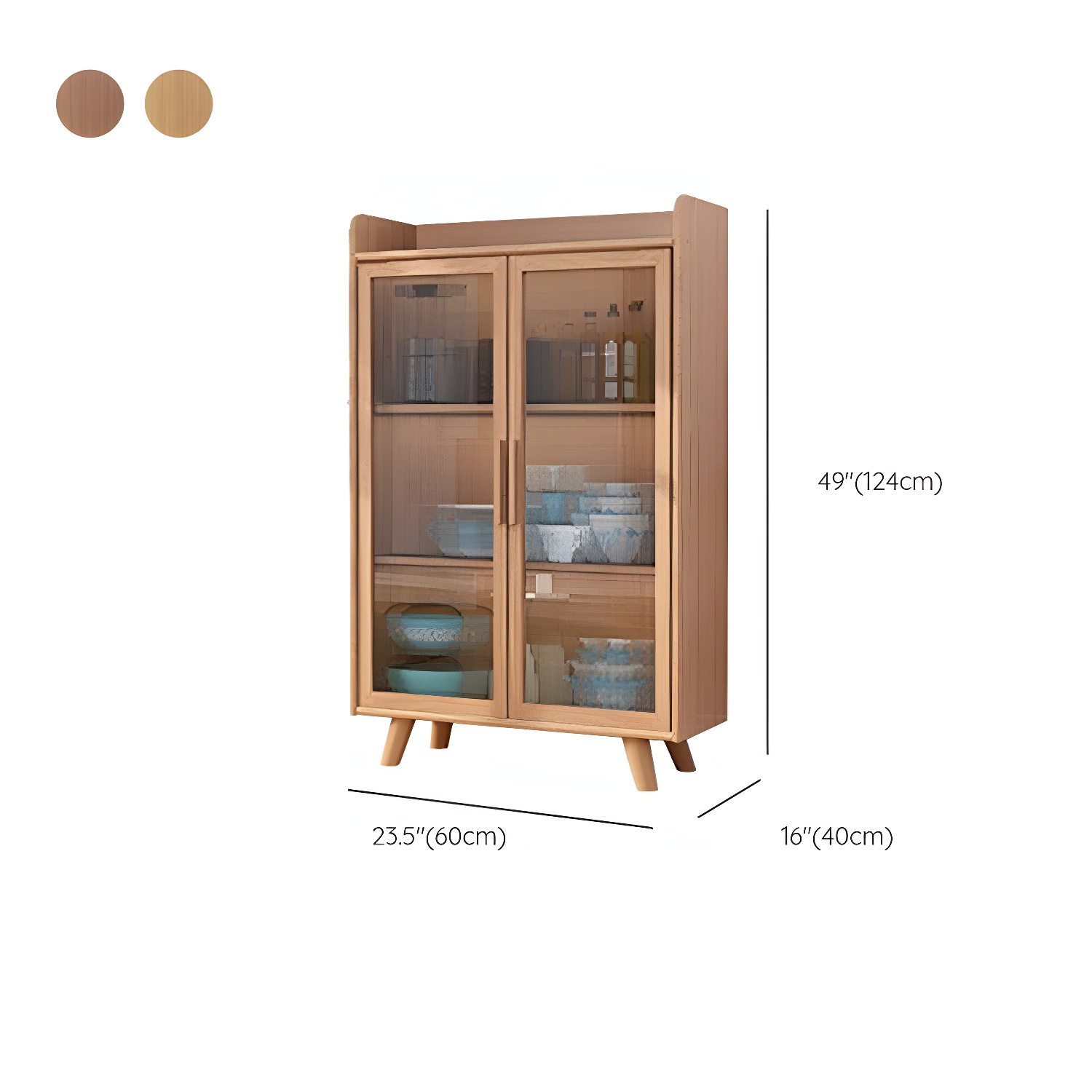 Scandinavian Style Narrow Wood Cabinet 40 cm Buffet & Sideboard Without Drawers Server - image 22