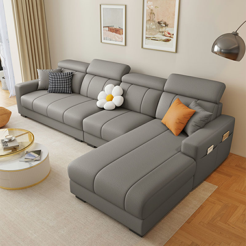 Modern Style L-Shape Sofa Recliner with Storage and Recessed Arm