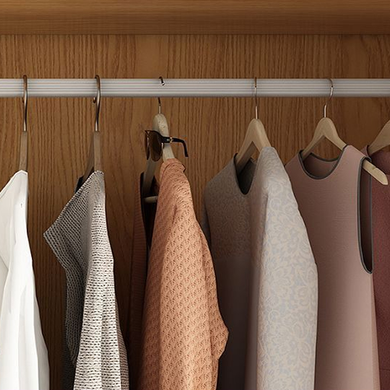 Natural Wood Freestanding Wardrobe Closet with Natural Doors