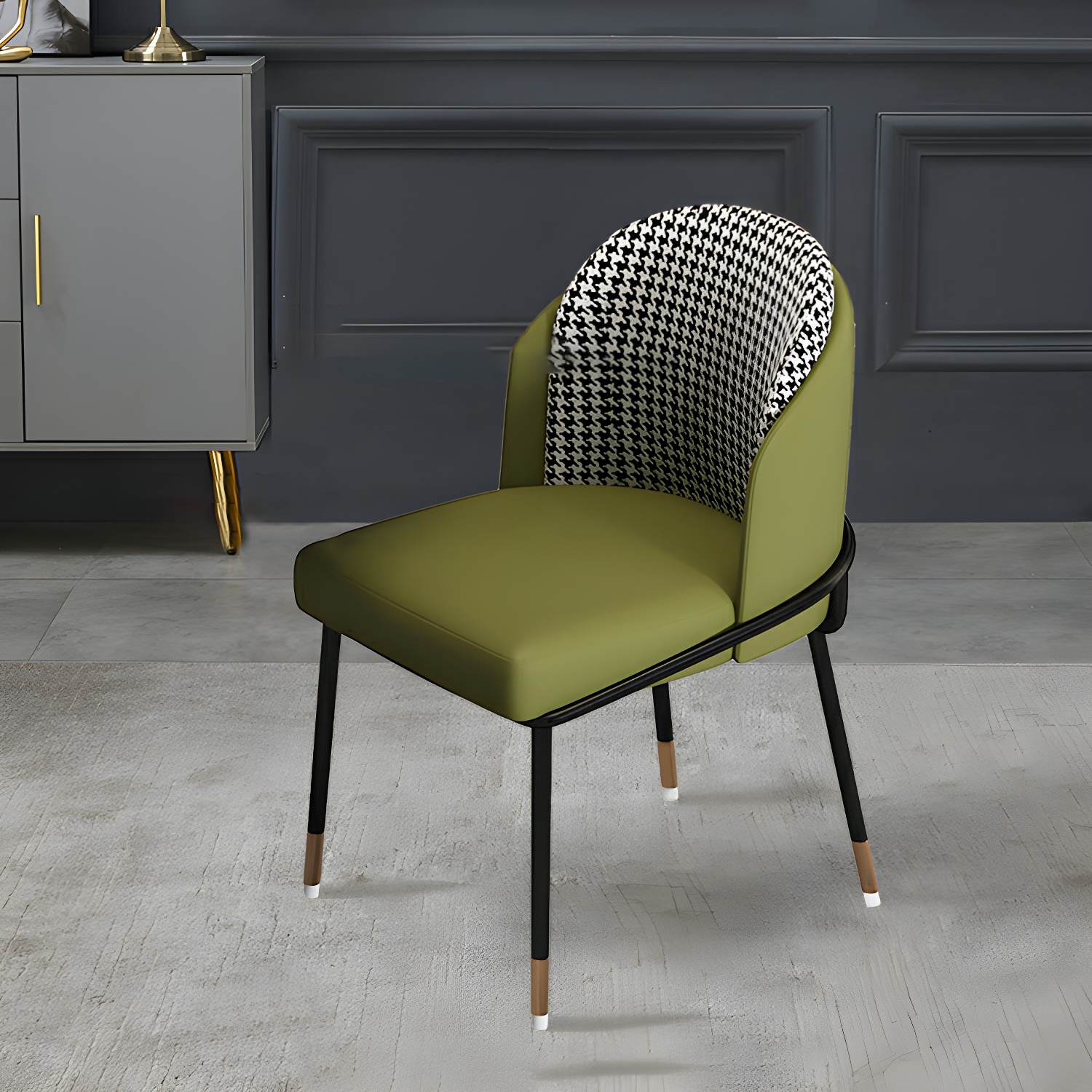 Glam Low-Back Upholstered Chair with Sleek Black Metal Legs for Kitchen & Dining - image 12