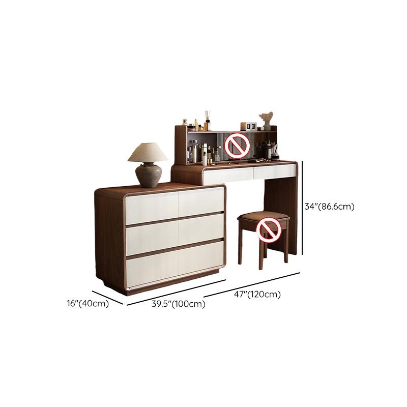 Simplistic Large Vanity Set with Rubberwood Table Top and Auburn Seat, Featuring 8/11/5 Drawers, No Suspension - image 8