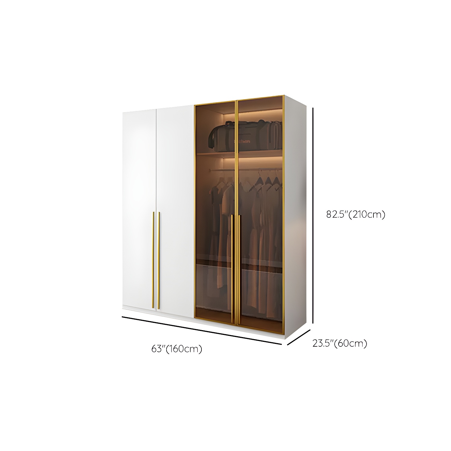 Modern White Wood Frame Wardrobe Armoire Freestanding Wardrobe with Soft Close Drawers - image 13
