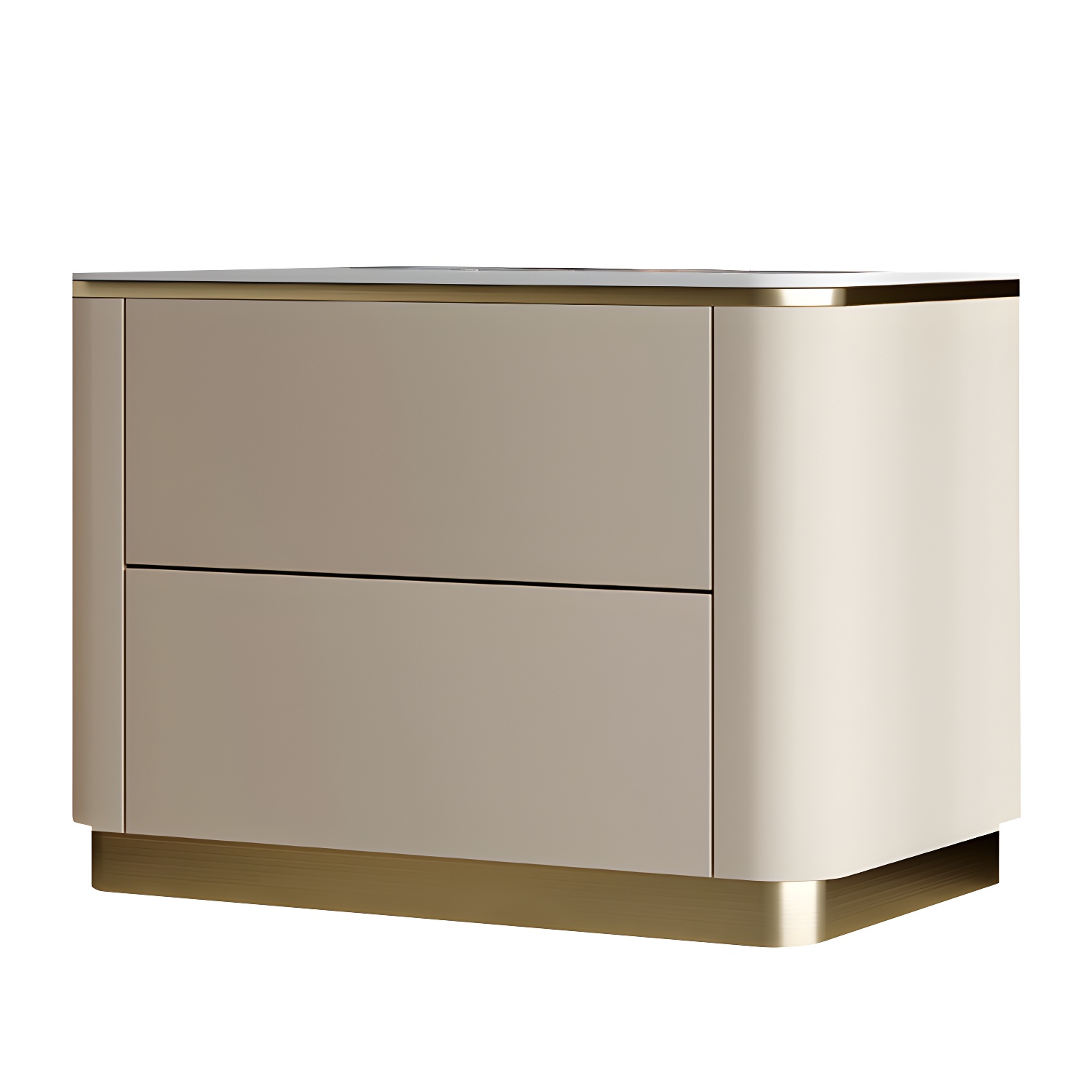 Glam Solid Wood Leather Outer Frame Accent Table Nightstand Drawer Storage Night Table - image 4
