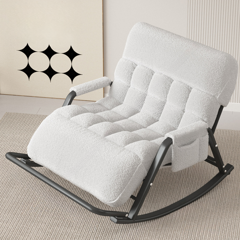 Black/Grey/Cerulean Simple Upholstered Rocking Seat for 2 with Padded Track Arm - image 8