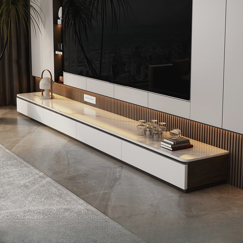 Chalk Modern Stone TV Stand with 5-Drawer/4-Drawer and Cable Management