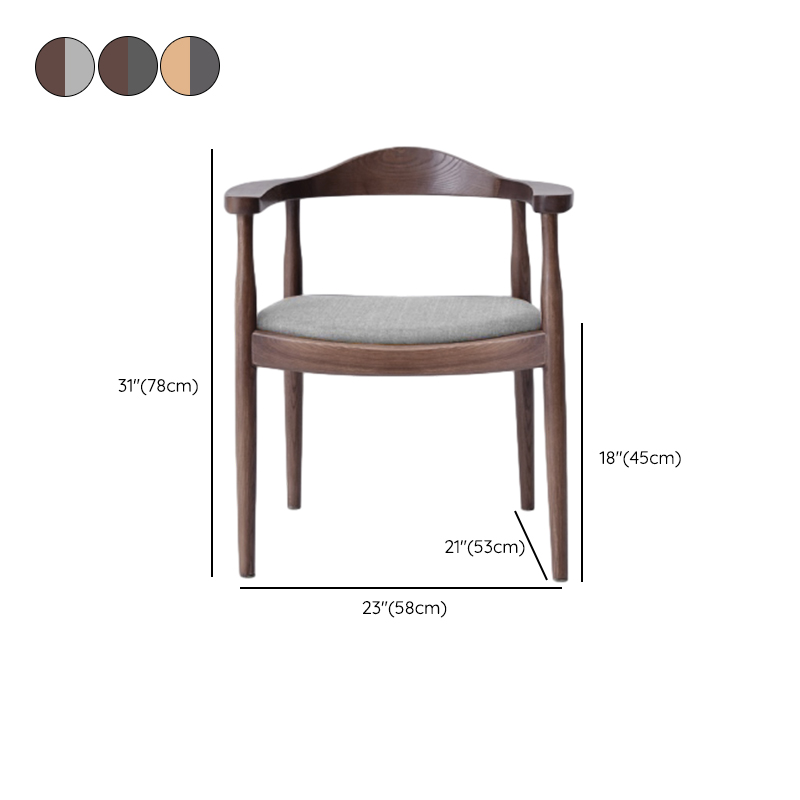 Scandinavian Timber Outlined Leatherette/Linen Firm Arm Chair with Exposed Back and Armrest - image 17