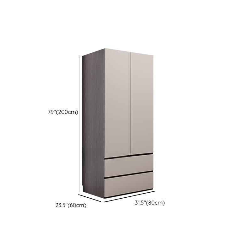 Light Gray Modish Manufactured Wood Independent Armoire Cabinet with 2 Drawers/4 Drawers, Interior Shelves, and Clothing Rod - image 16