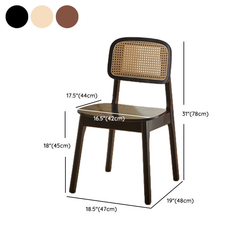Leatherette/Wood/Rattan Entwined Balanced Armless Chair with Uncovered Back and Timber Legs in Sepia/Ink/Wood Color in a Scandinavian Style - image 24