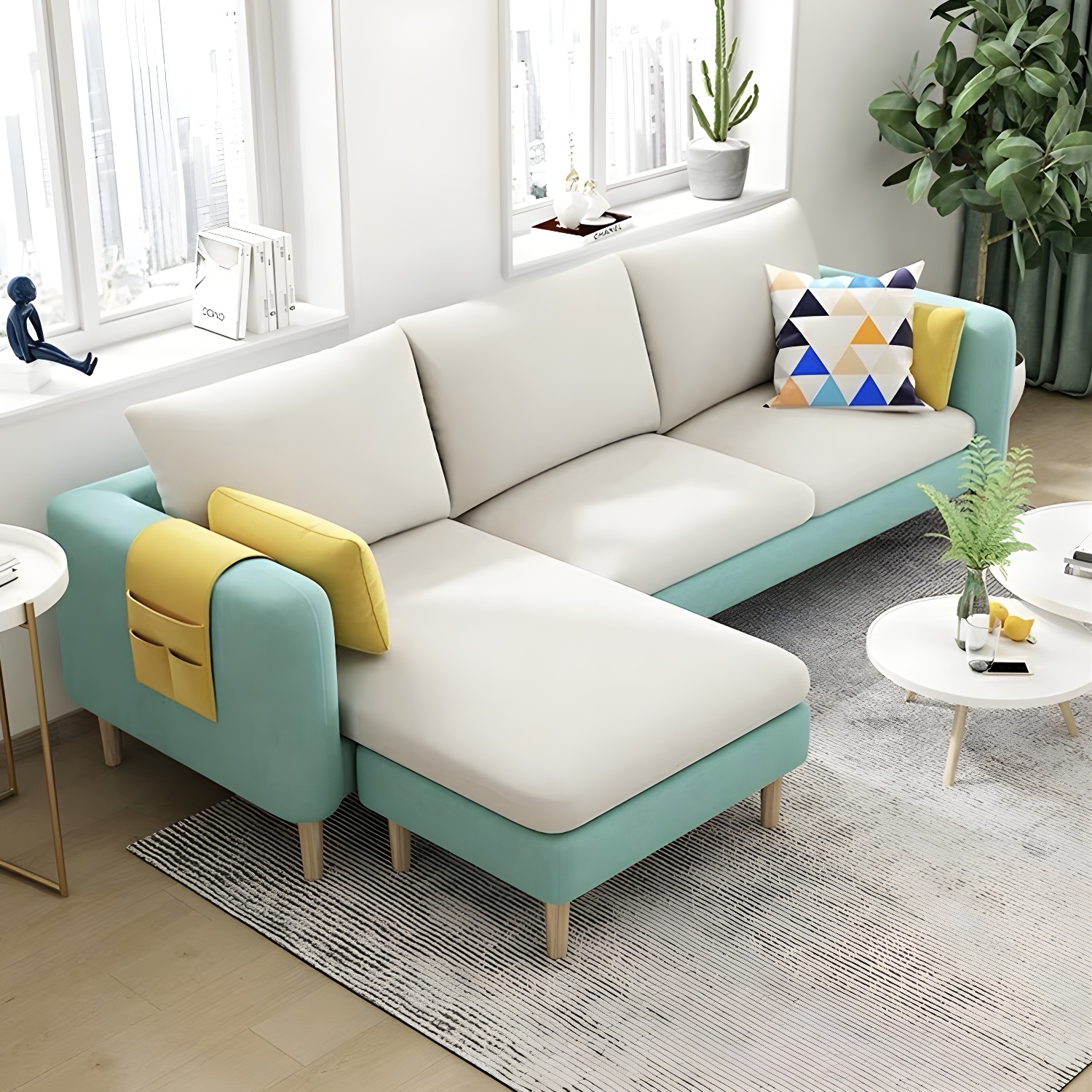 79.5" W L-Shaped Sectional Sofa with Square Arm and Bolster Pillows - image 13