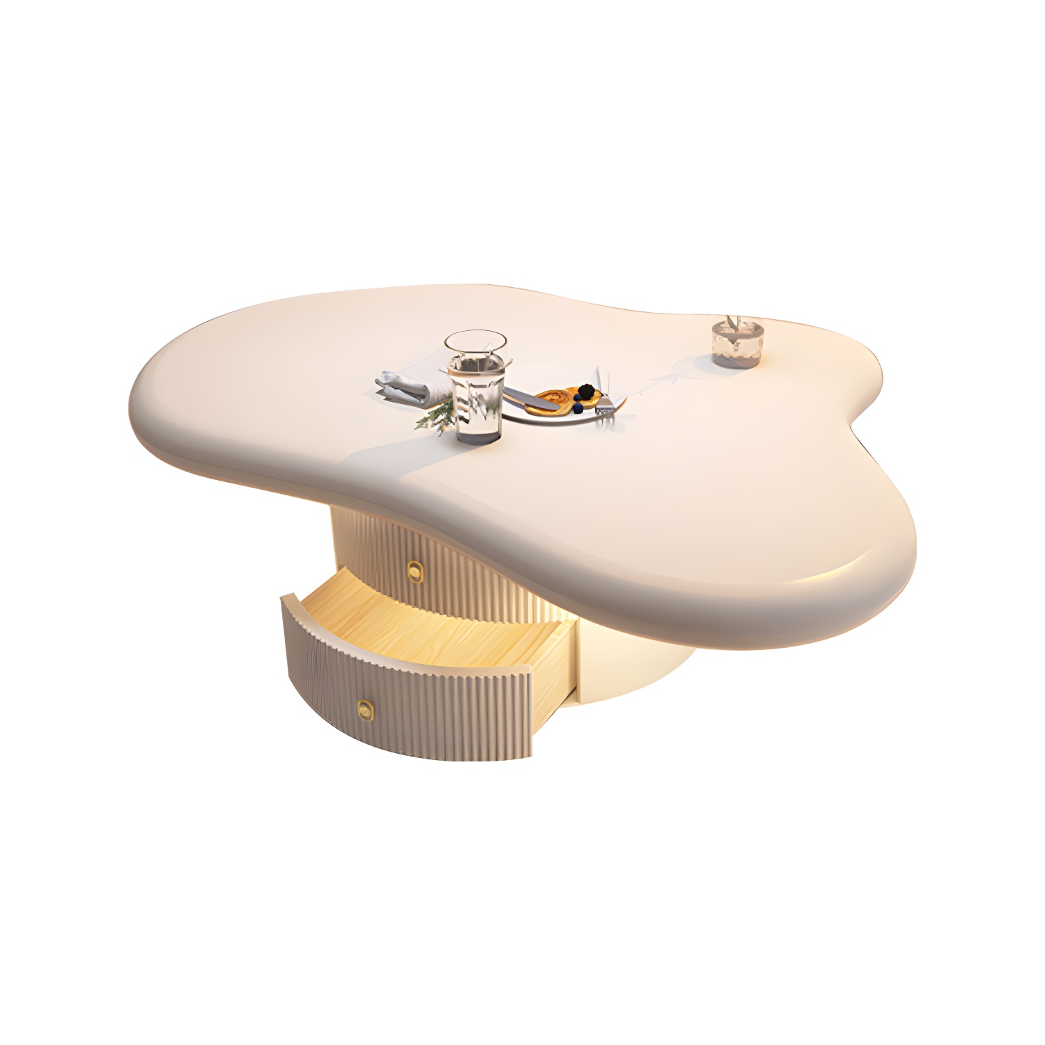 Nordic Irregular Coffee Table in White of 15.7" H with Acrylic Legs - image 5