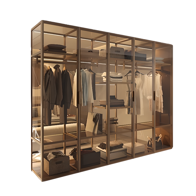 Art Deco Vitreous Wardrobe Armoire with Soft Close Door, Interior Shelves, Clothing Rod, and Hinged Mechanism - image 12