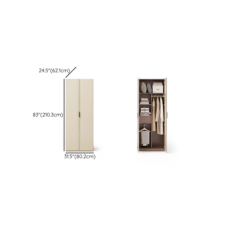 Beige Modish Wooden Armoire Cabinet with Soft Close Drawer, Soft Close Door, Interior Shelves, and Clothing Rod - image 11