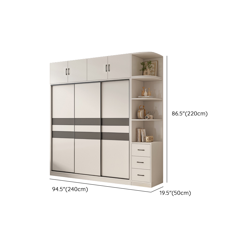 Chalk Nordic Timber Wardrobe with 3 Drawers, Self-supporting Design, Soft Close Door, and Clothing Rod - image 37