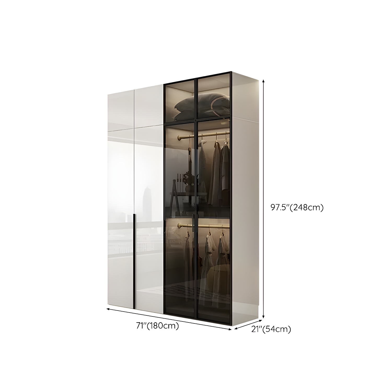 Sleek White Wood Wardrobe Armoire with Soft Close Drawers and Shelves - image 22
